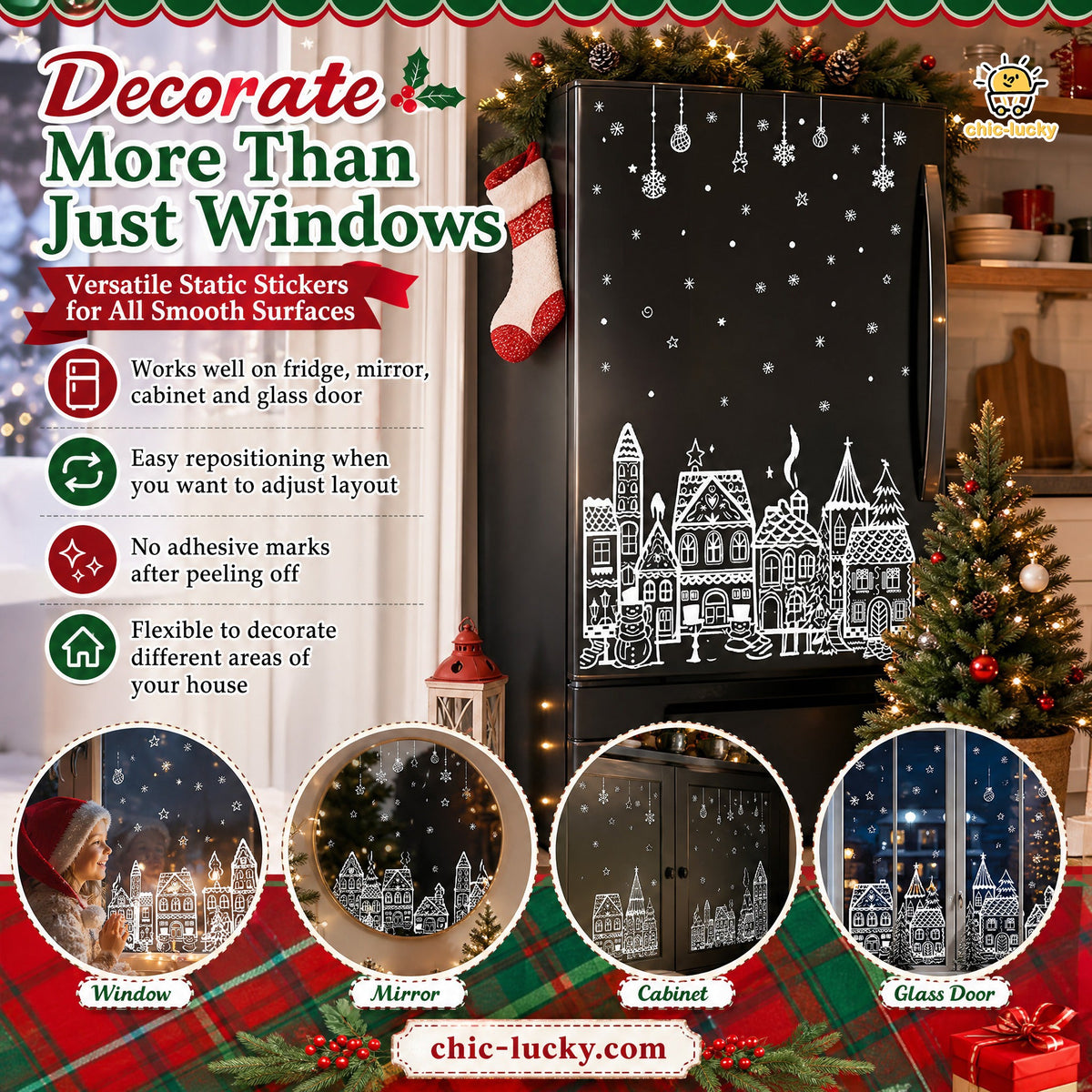 ⏳ ONLY$19.99!🎁🎄 Christmas Village Window Sticker Set