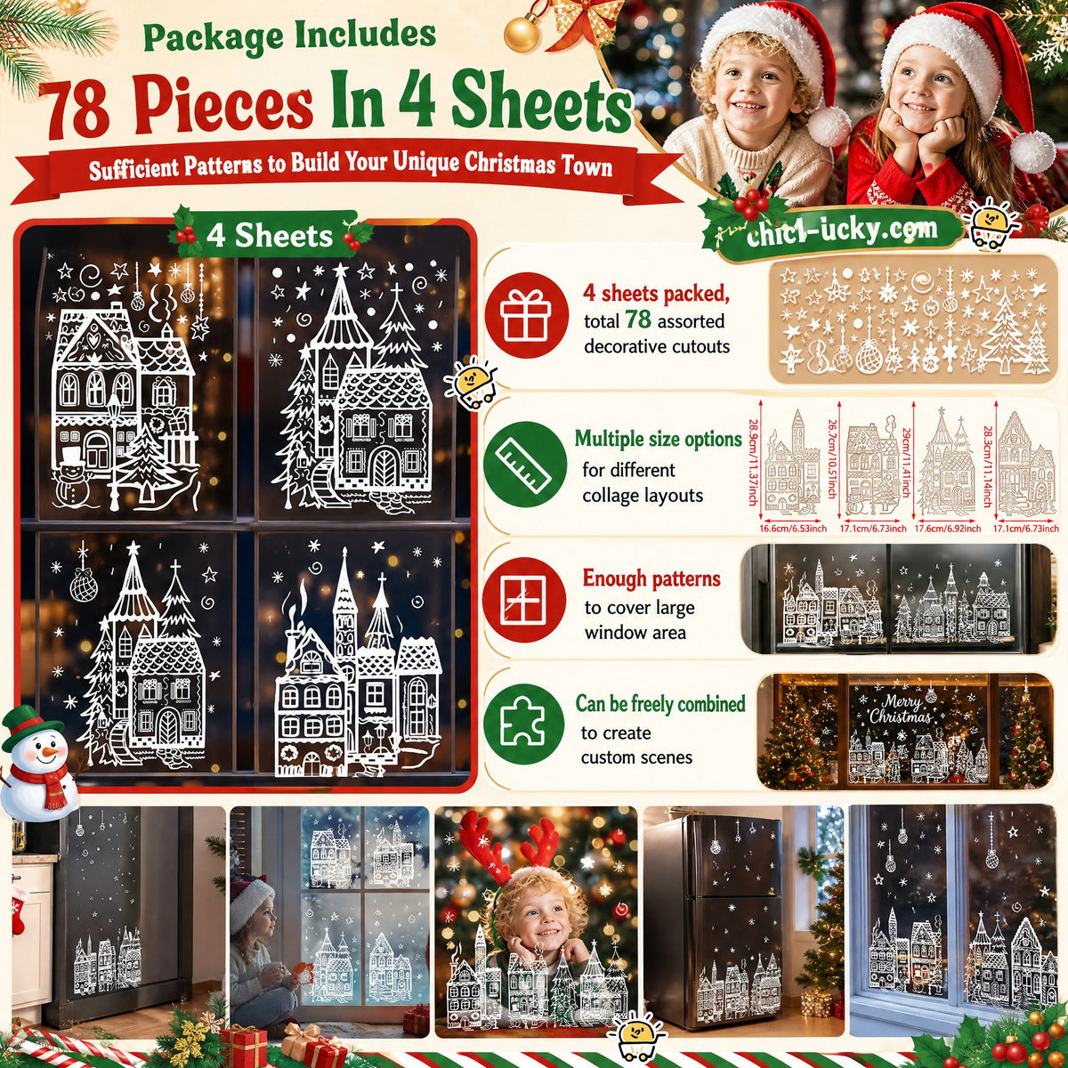 ⏳ ONLY$19.99!🎁🎄 Christmas Village Window Sticker Set