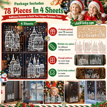 ⏳ ONLY$19.99!🎁🎄 Christmas Village Window Sticker Set