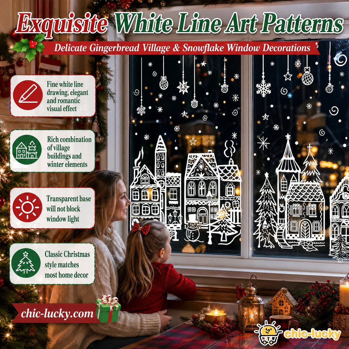 ⏳ ONLY$19.99!🎁🎄 Christmas Village Window Sticker Set