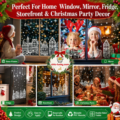 ⏳ ONLY$19.99!🎁🎄 Christmas Village Window Sticker Set