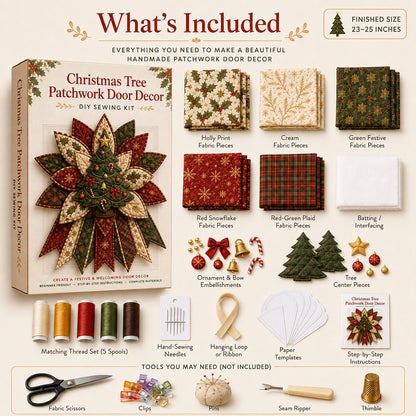 🔥Holiday Celebration 50% OFF 🎄 – Festive Quilted Christmas Door Hanging DIY Sewing Kit