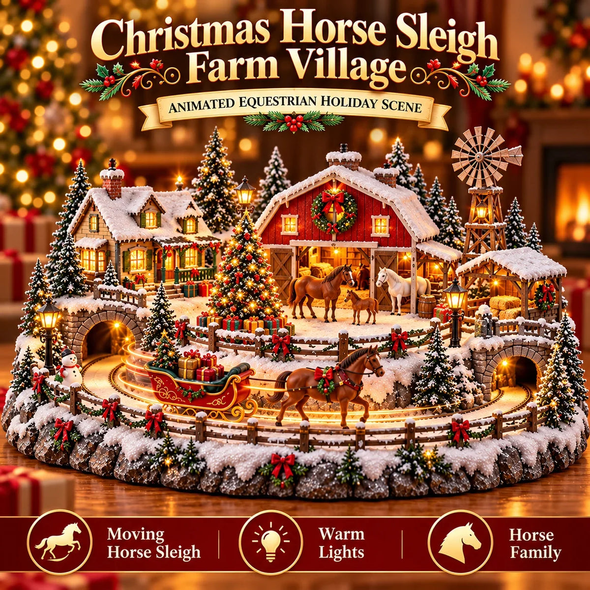 🐮 Animated Highland Cow Christmas Village | Lighted Farmhouse Holiday Décor