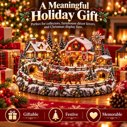🐮 Animated Highland Cow Christmas Village | Lighted Farmhouse Holiday Décor