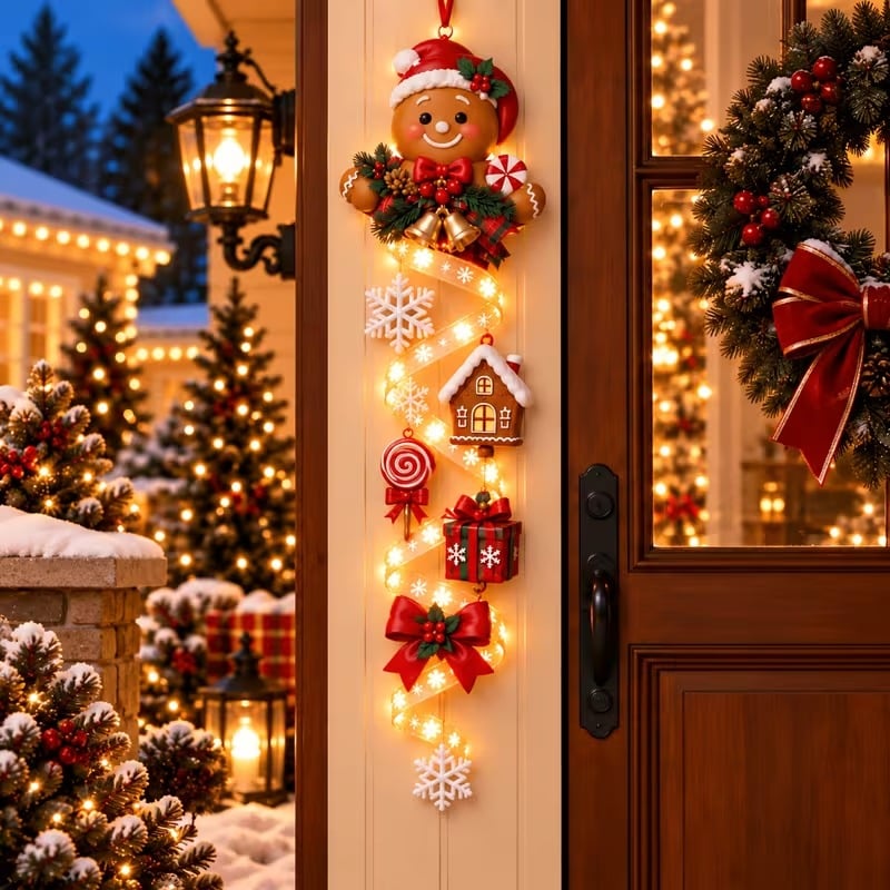 🎄Lighted Christmas Ribbon Hanging Door Decor
