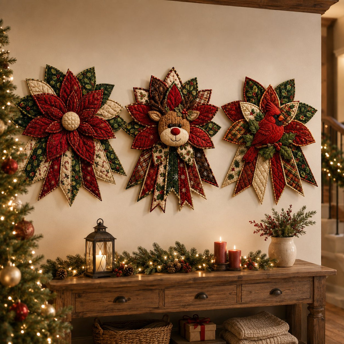 🔥Holiday Celebration 50% OFF 🎄 – Festive Quilted Christmas Door Hanging DIY Sewing Kit