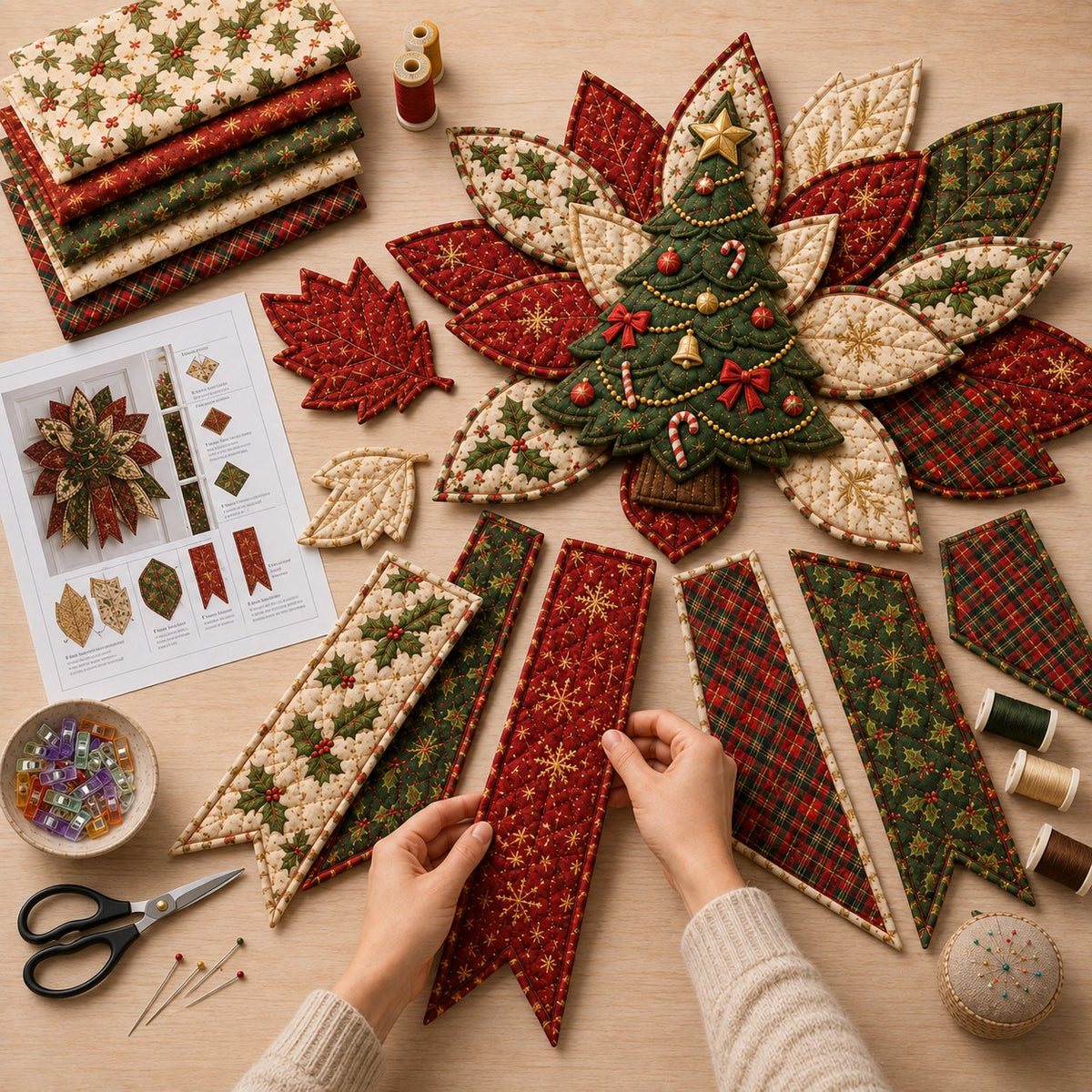 🔥Holiday Celebration 50% OFF 🎄 – Festive Quilted Christmas Door Hanging DIY Sewing Kit