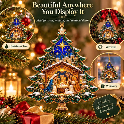 🎄✝️2026 Nativity Christmas Tree Ornament – ✨Stained Glass Holy Family Keepsake, Meaningful Faith Gift & Holiday Décor