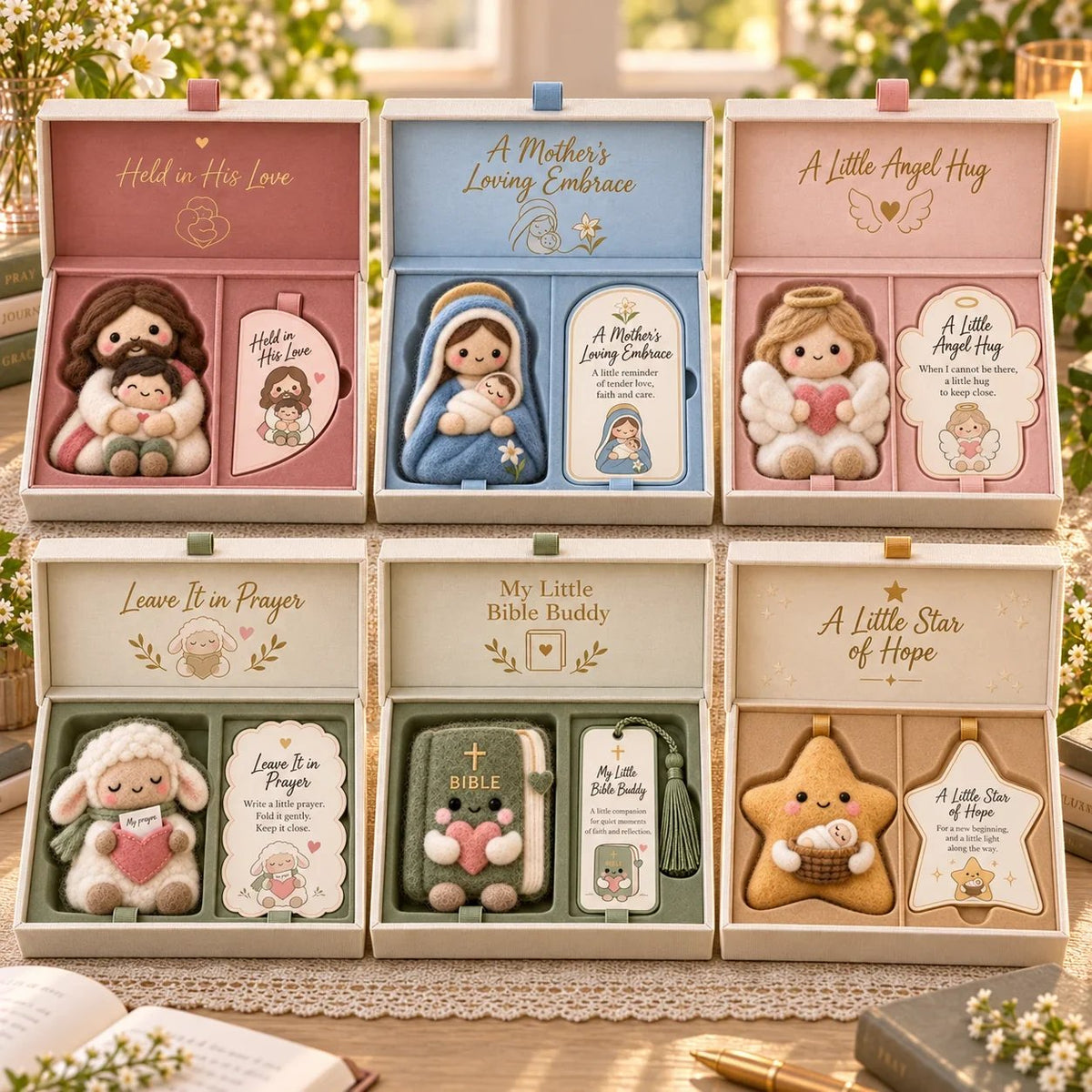 🔥😍Faith & Meaning | 6 Heartfelt Felt Keepsake Designs with Message Cards✝️