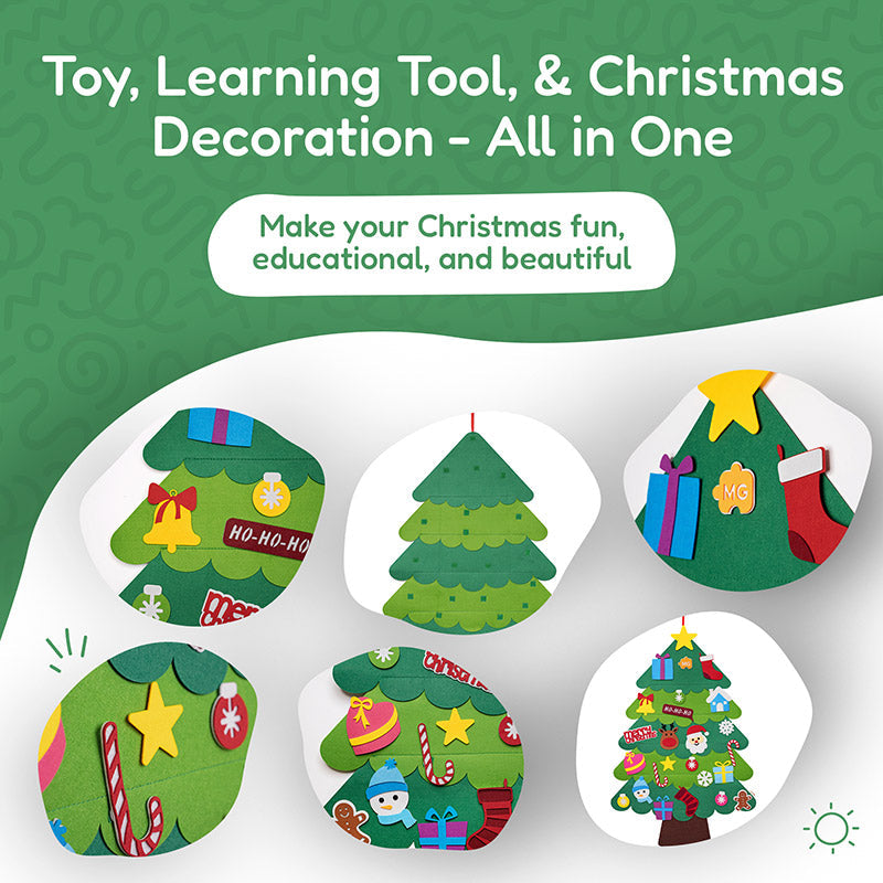 Infographic showcasing the Montessori Christmas Tree and how it's fun and educational for children. 