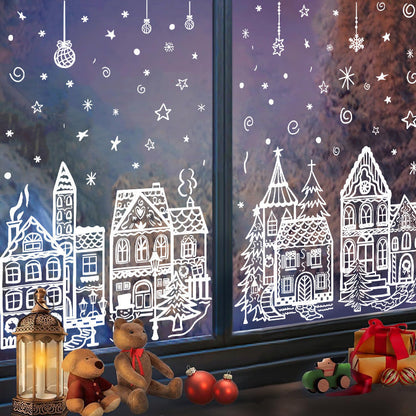 ⏳ ONLY$19.99!🎁🎄 Christmas Village Window Sticker Set