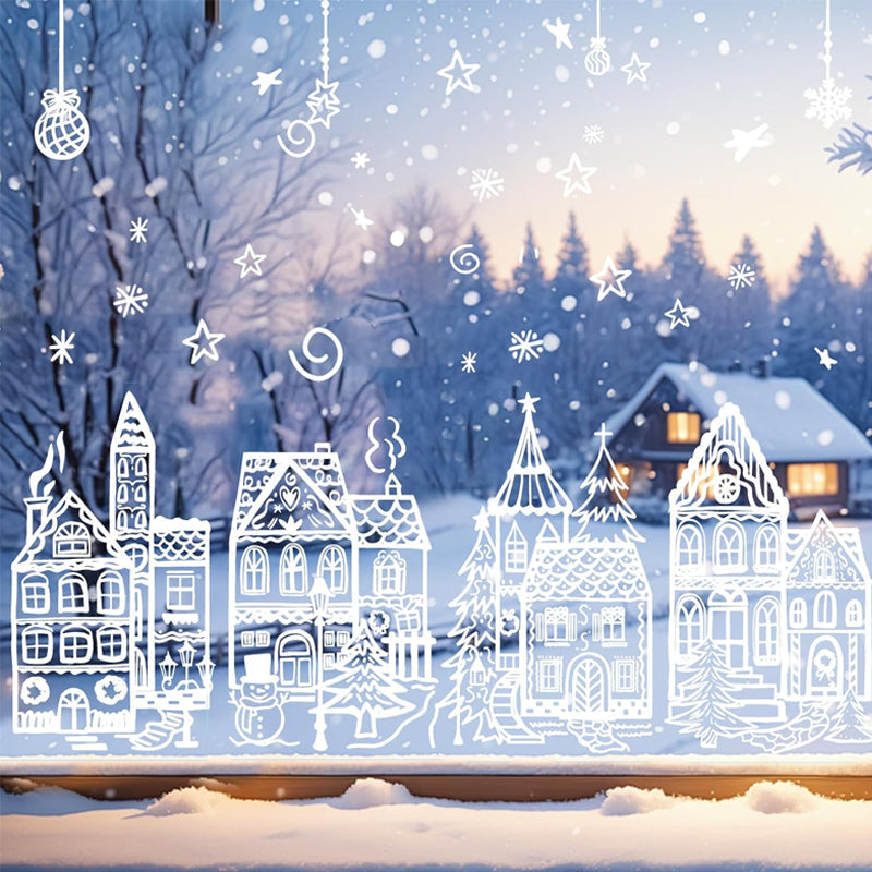 ⏳ ONLY$19.99!🎁🎄 Christmas Village Window Sticker Set